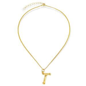 18KGP T Bamboo Initial Pendant And Necklace